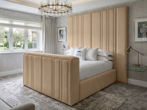 Pinnacle Grand Vertical Channel Storage TV Bed Set with End Lift – 54" Floor Standing Headboard