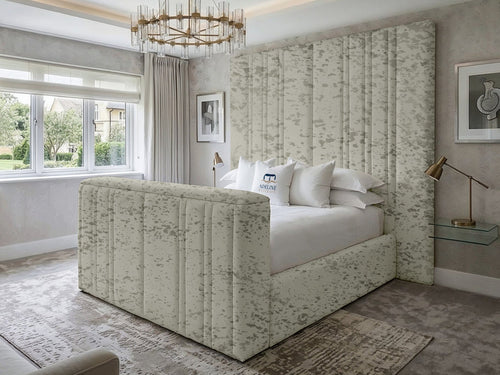 Pinnacle Grand Vertical Channel Storage TV Bed Set with End Lift – 54" Floor Standing Headboard