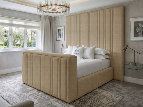 Pinnacle Grand Vertical Channel Storage TV Bed Set with End Lift – 54" Floor Standing Headboard