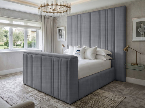 Pinnacle Grand Vertical Channel Storage TV Bed Set with End Lift – 60" Floor Standing Headboard