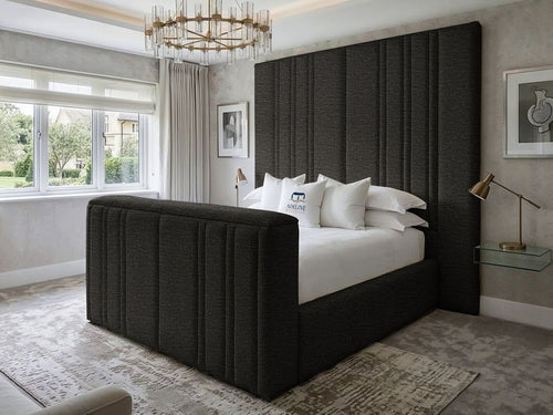 Pinnacle Grand Vertical Channel Storage TV Bed Set with End Lift – 60" Floor Standing Headboard