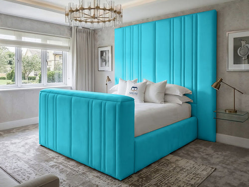 Pinnacle Grand Vertical Channel Storage TV Bed Set with End Lift – 60" Floor Standing Headboard