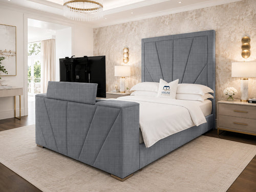 Prism Diagonal Storage TV Bed Set with End Lift – 48" Floor Standing Headboard