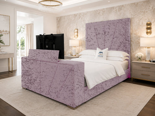 Prism Diagonal Storage TV Bed Set with End Lift – 48" Floor Standing Headboard