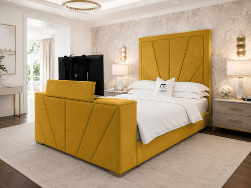 Prism Diagonal Storage TV Bed Set with End Lift – 48" Floor Standing Headboard