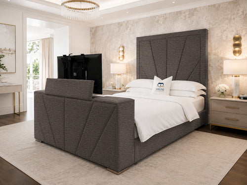 Prism Diagonal Storage TV Bed Set with End Lift – 48" Floor Standing Headboard