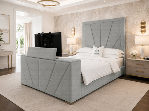 Prism Diagonal Storage TV Bed Set with End Lift – 60" Floor Standing Headboard
