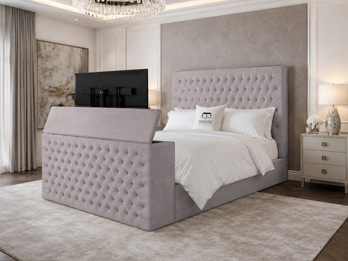 Regal Chesterfield Button-Tufted Wingback TV Bed – 48" Headboard