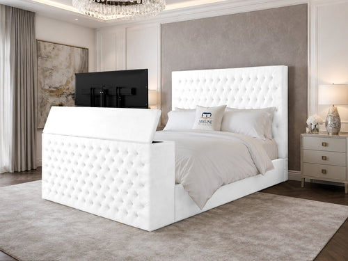 Regal Chesterfield Button-Tufted Wingback TV Bed – 60" Headboard
