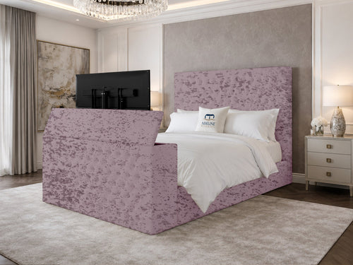Regal Chesterfield Button-Tufted Wingback Storage TV Bed Set with End Lift – 60" Floor Standing Headboard