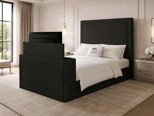 Serene Minimal Storage TV Bed Set with End Lift – 48" Floor Standing Headboard