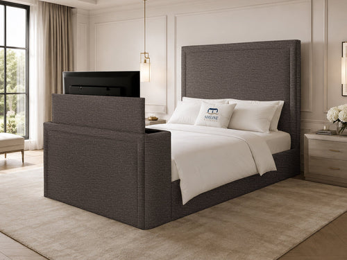Serene Minimal Storage TV Bed Set with End Lift – 60" Floor Standing Headboard