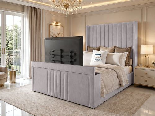 Sovereign Vertical Channel Wingback TV Bed – 54" Headboard