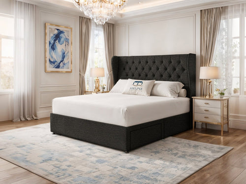 Windsor Chesterfield Wingback Divan Bed Set with Storage Drawers, Floor Standing Headboard & Footboard