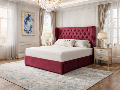 Windsor Chesterfield Wingback Divan Bed Set with Storage Drawers, Floor Standing Headboard & Footboard