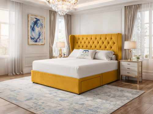 Windsor Chesterfield Wingback Divan Bed Set with Storage Drawers, Floor Standing Headboard & Footboard