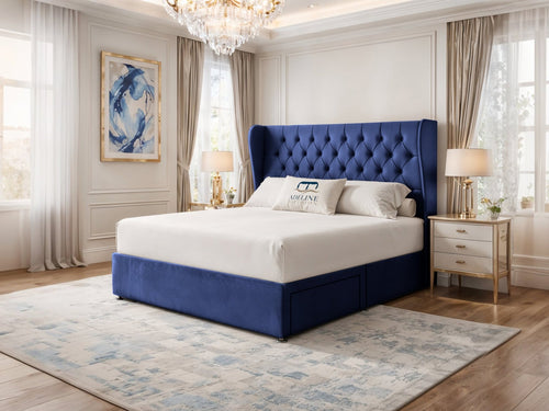 Windsor Chesterfield Wingback Divan Bed Set with Storage Drawers, Floor Standing Headboard & Footboard