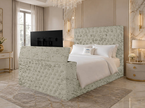 Versailles Tufted Storage TV Bed Set with End Lift – 48" Floor Standing Headboard