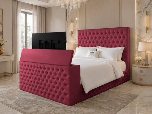 Versailles Tufted Storage TV Bed Set with End Lift – 48" Floor Standing Headboard