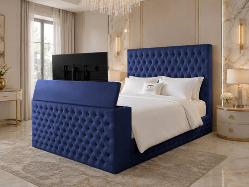 Versailles Tufted Storage TV Bed Set with End Lift – 48" Floor Standing Headboard