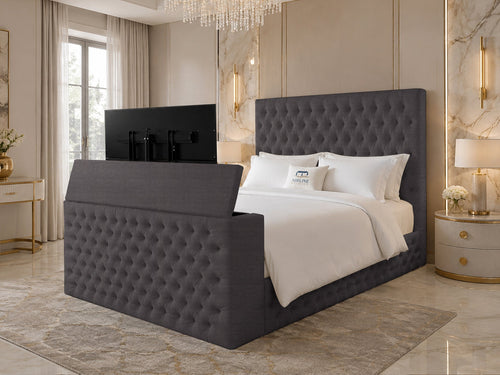 Versailles Tufted Storage TV Bed Set with End Lift – 48" Floor Standing Headboard