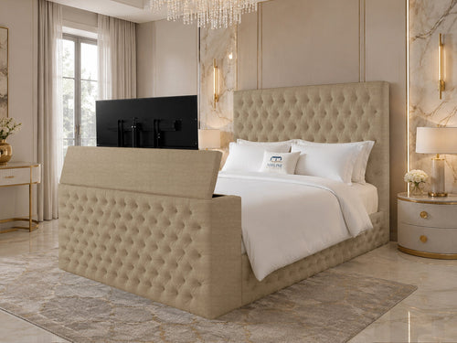 Versailles Tufted Storage TV Bed Set with End Lift – 48" Floor Standing Headboard