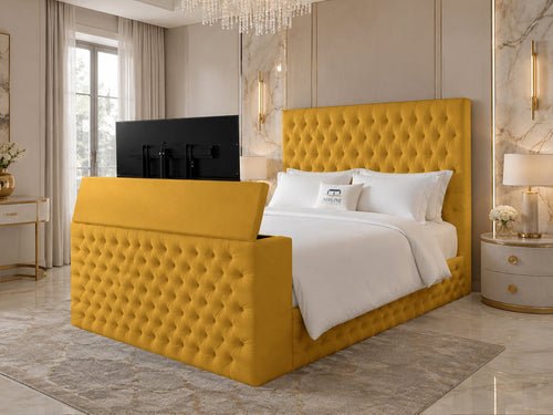 Versailles Tufted Storage TV Bed Set with End Lift – 48" Floor Standing Headboard