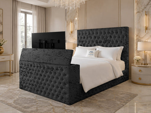 Versailles Tufted Storage TV Bed Set with End Lift – 54" Floor Standing Headboard