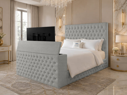 Versailles Tufted Storage TV Bed Set with End Lift – 54" Floor Standing Headboard