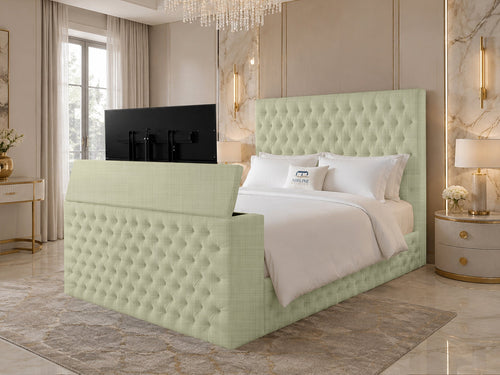 Versailles Tufted Storage TV Bed Set with End Lift – 60" Floor Standing Headboard