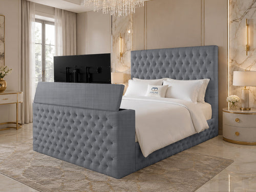 Versailles Tufted Storage TV Bed Set with End Lift – 60" Floor Standing Headboard