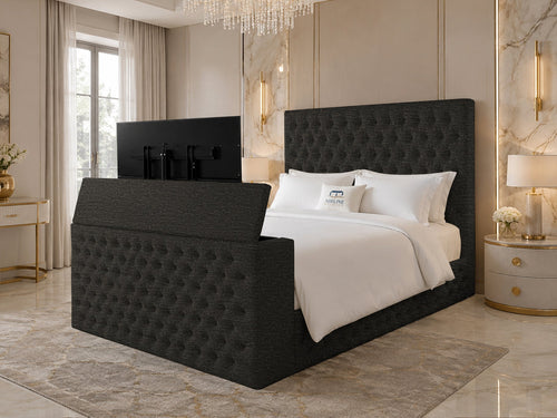 Versailles Tufted Storage TV Bed Set with End Lift – 60" Floor Standing Headboard
