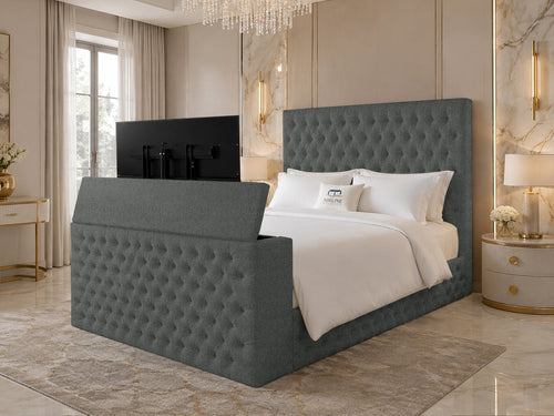 Versailles Tufted Storage TV Bed Set with End Lift – 60" Floor Standing Headboard