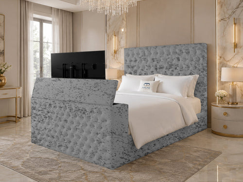 Versailles Tufted Storage TV Bed Set with End Lift – 60" Floor Standing Headboard