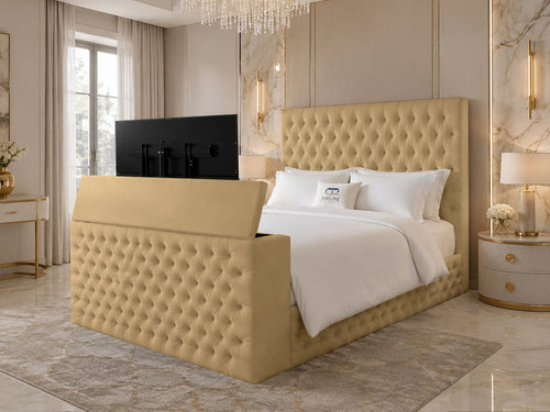 Versailles Tufted Storage TV Bed Set with End Lift – 60" Floor Standing Headboard