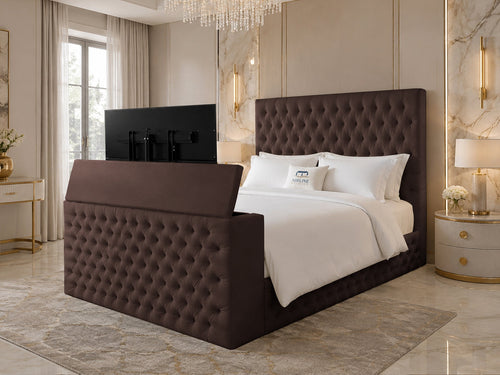 Versailles Tufted Storage TV Bed Set with End Lift – 60" Floor Standing Headboard
