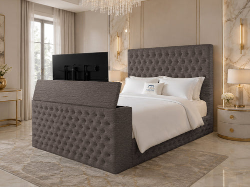 Versailles Tufted Storage TV Bed Set with End Lift – 60" Floor Standing Headboard
