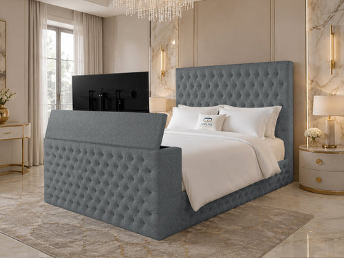 Versailles Tufted Storage TV Bed Set with End Lift – 60" Floor Standing Headboard