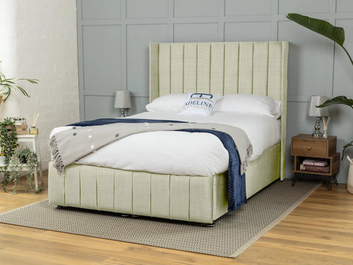 Westfield Vertical Channel Ottoman End Lift Storage Bed Set with Floor Standing Headboard & Footboard