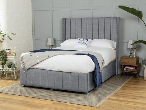 Westfield Vertical Channel Ottoman End Lift Storage Bed Set with Floor Standing Headboard & Footboard