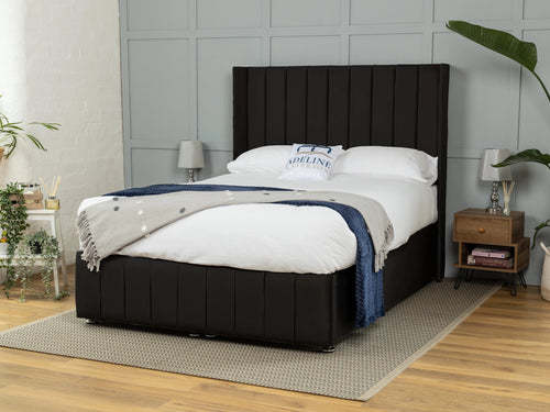Westfield Vertical Channel Ottoman End Lift Storage Bed Set with Floor Standing Headboard & Footboard