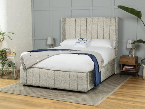 Westfield Vertical Channel Ottoman End Lift Storage Bed Set with Floor Standing Headboard & Footboard