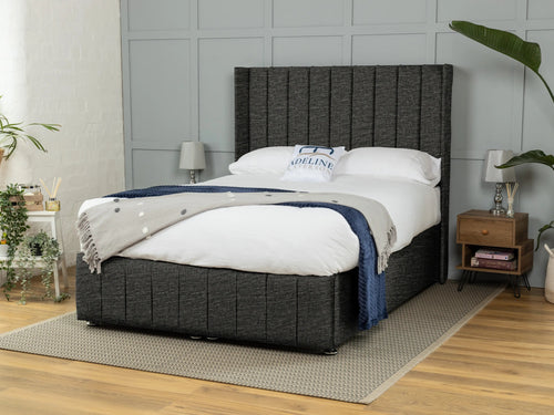 Westfield Vertical Channel Ottoman End Lift Storage Bed Set with Floor Standing Headboard & Footboard