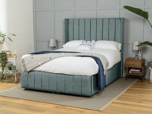 Westfield Vertical Channel Ottoman End Lift Storage Bed Set with Floor Standing Headboard & Footboard