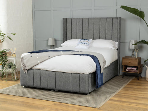 Westfield Vertical Channel Ottoman End Lift Storage Bed Set with Floor Standing Headboard & Footboard