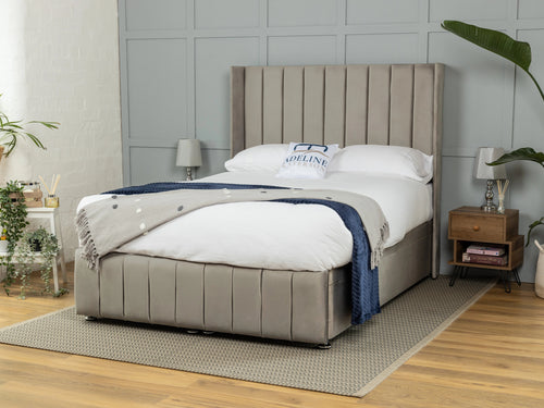 Westfield Vertical Channel Ottoman End Lift Storage Bed Set with Floor Standing Headboard & Footboard
