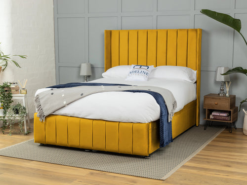 Westfield Vertical Channel Ottoman End Lift Storage Bed Set with Floor Standing Headboard & Footboard
