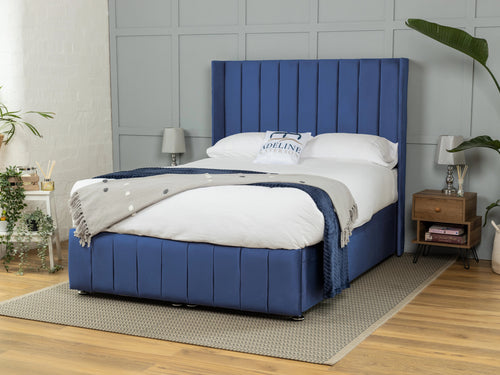 Westfield Vertical Channel Ottoman End Lift Storage Bed Set with Floor Standing Headboard & Footboard