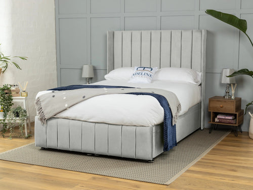 Westfield Vertical Channel Ottoman End Lift Storage Bed Set with Floor Standing Headboard & Footboard