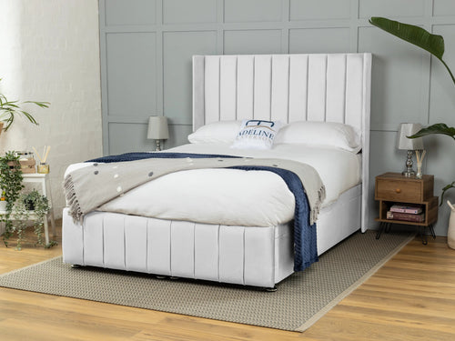 Westfield Vertical Channel Ottoman End Lift Storage Bed Set with Floor Standing Headboard & Footboard